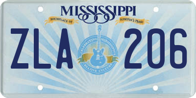 MS license plate ZLA206