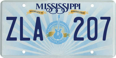 MS license plate ZLA207