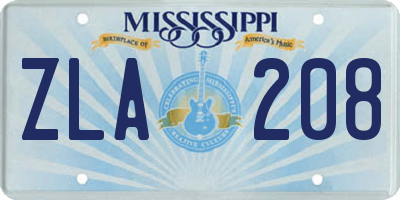 MS license plate ZLA208