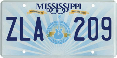 MS license plate ZLA209