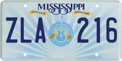 MS license plate ZLA216