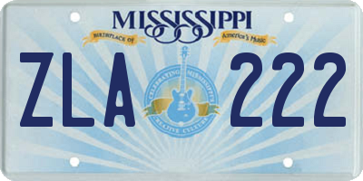 MS license plate ZLA222