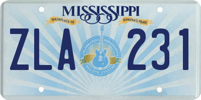 MS license plate ZLA231
