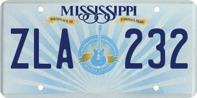 MS license plate ZLA232