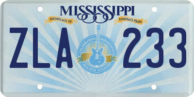 MS license plate ZLA233