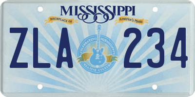 MS license plate ZLA234