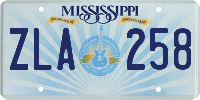 MS license plate ZLA258