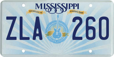MS license plate ZLA260