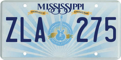 MS license plate ZLA275