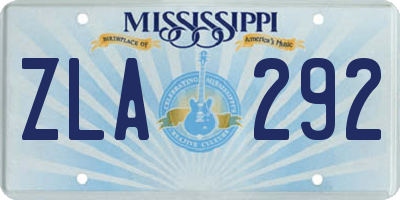 MS license plate ZLA292