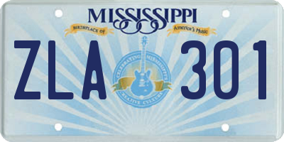 MS license plate ZLA301