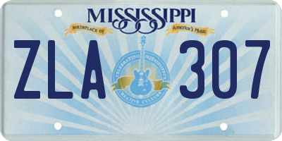 MS license plate ZLA307