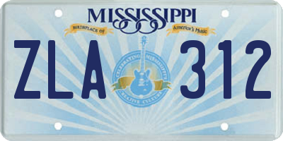 MS license plate ZLA312