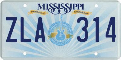 MS license plate ZLA314