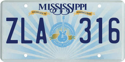 MS license plate ZLA316