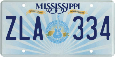 MS license plate ZLA334
