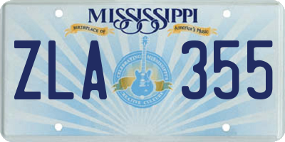 MS license plate ZLA355