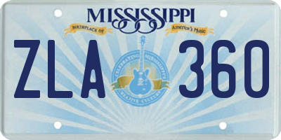 MS license plate ZLA360