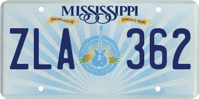 MS license plate ZLA362
