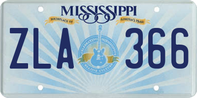 MS license plate ZLA366