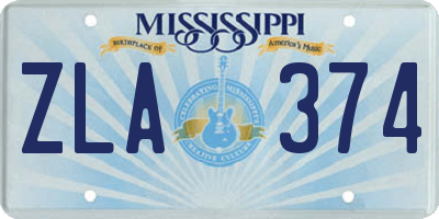 MS license plate ZLA374