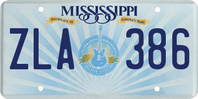 MS license plate ZLA386