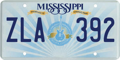 MS license plate ZLA392