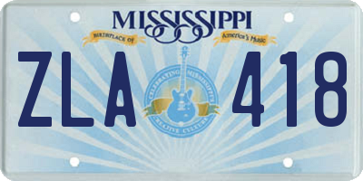 MS license plate ZLA418