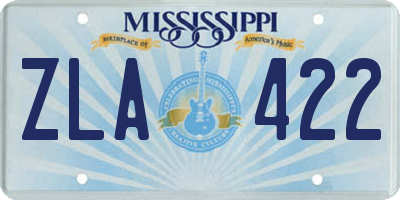 MS license plate ZLA422