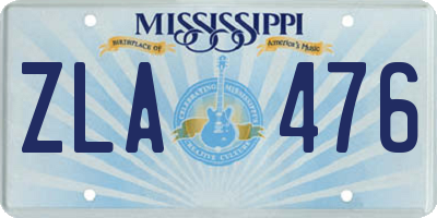 MS license plate ZLA476
