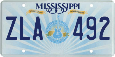 MS license plate ZLA492