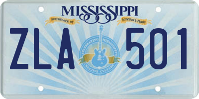 MS license plate ZLA501