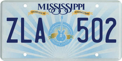 MS license plate ZLA502