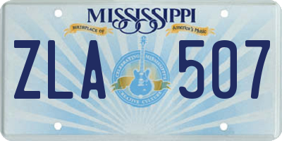 MS license plate ZLA507