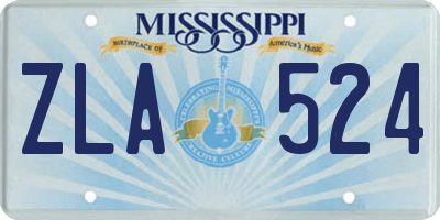 MS license plate ZLA524