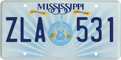 MS license plate ZLA531