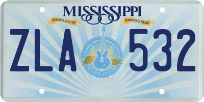 MS license plate ZLA532