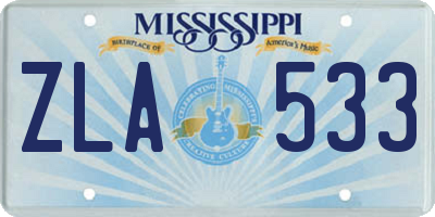 MS license plate ZLA533