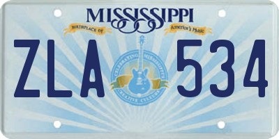 MS license plate ZLA534