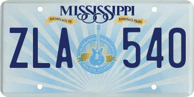 MS license plate ZLA540