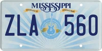 MS license plate ZLA560