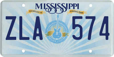 MS license plate ZLA574