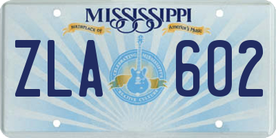 MS license plate ZLA602