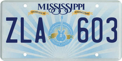 MS license plate ZLA603