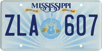 MS license plate ZLA607