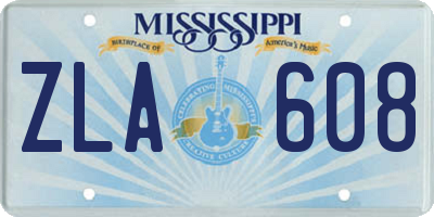 MS license plate ZLA608