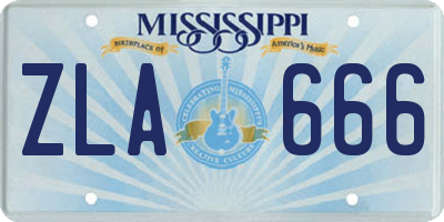 MS license plate ZLA666
