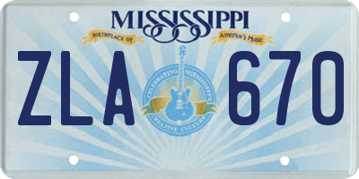 MS license plate ZLA670