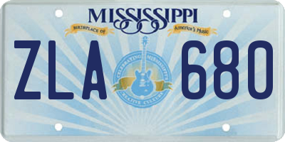 MS license plate ZLA680