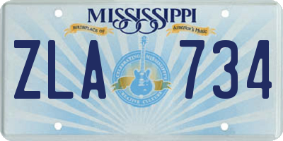 MS license plate ZLA734
